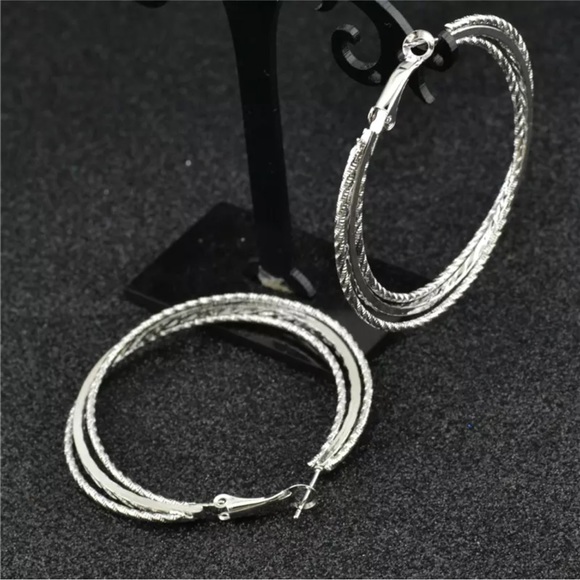 New Sterling Silver Round Boho Minimalist Hoop Earrings - Picture 4 of 8